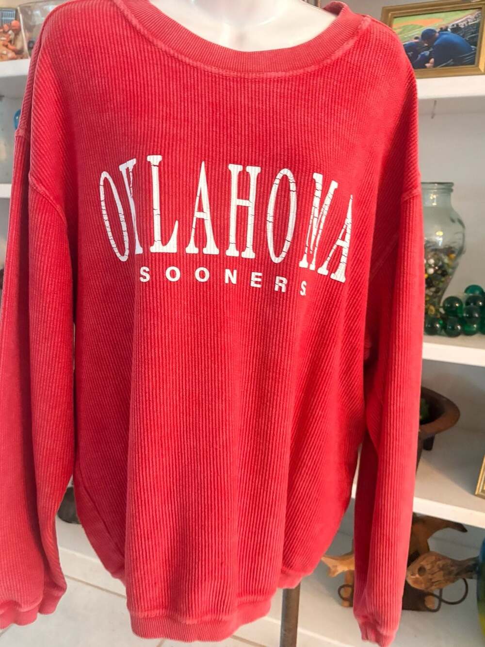 University of Oklahoma Sooners Corded Crewneck Sweatshirt Red